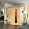 Karibu Sauna Taurin mit Eckeinstieg 68 mm-Ohne Ofen-Inkl. Dachkranz-Ganzglastür in Graphit-Optik - Gallery 2 Karibu Sauna Taurin mit Eckeinstieg 68 mm-Ohne Ofen-Inkl. Dachkranz-Ganzglastür in Graphit-Optik