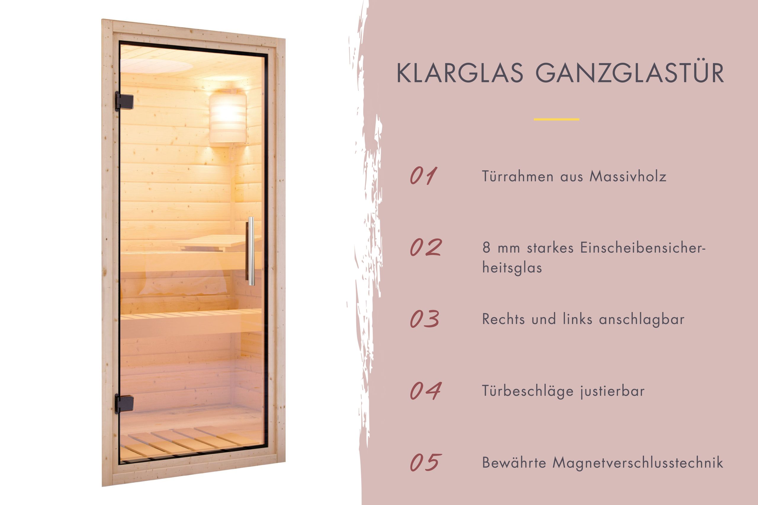 Karibu Design Saunahaus Paradise Blackline - 73 mm naturbelassen inkl. Schiebetür 11 kW Ofen inkl. Steuergerät (finnisch)