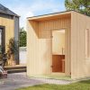Karibu Design Saunahaus Laguna Blackline – 73 mm naturbelassen Inkl. Terrasse Ohne Ofen