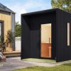 Karibu Design Saunahaus Laguna Blackline – 73 mm naturbelassen Inkl. Terrasse Ohne Ofen
