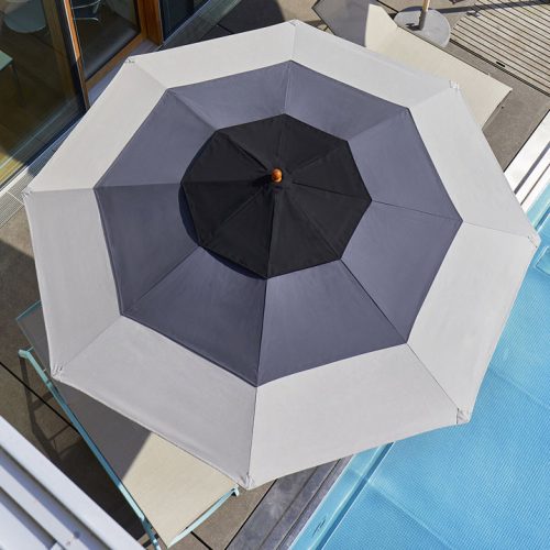 Schirm Klassiker Acryltuch schwarz/anthrazit/grau mit Flaschenzug Ø 350 cm
