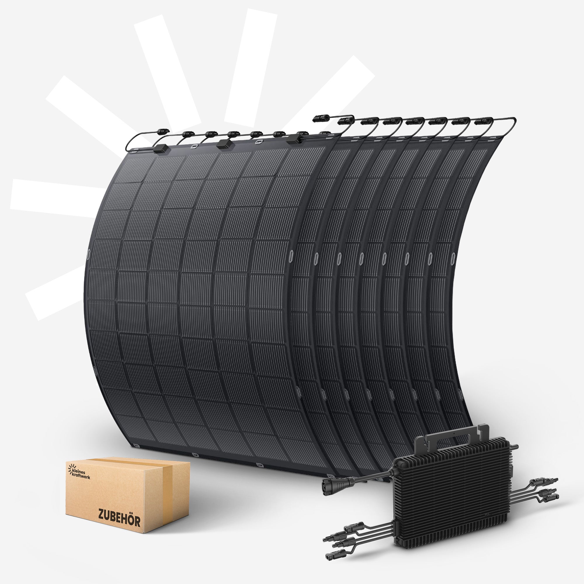 Flex 8x - 1800Wp Balkonkraftwerk mit flexiblen Modulen und 1600W Wechselrichter