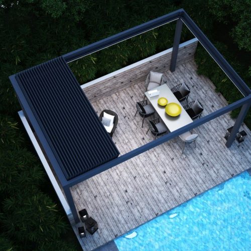 Lamellendach Pinela Deluxe nach Maß - Individuell wählbar bis zu 4000.00 x 6078.00 mm (B x H) - Lamellendach Pinela Deluxe - die Terrassenüberdachung mit Caprio Flair