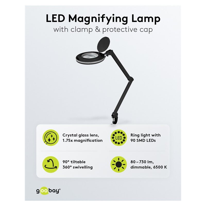 LED-Klemm-Lupenleuchte, 9 W, schwarz LED-Klemm-Lupenleuchte, 9 W, schwarz