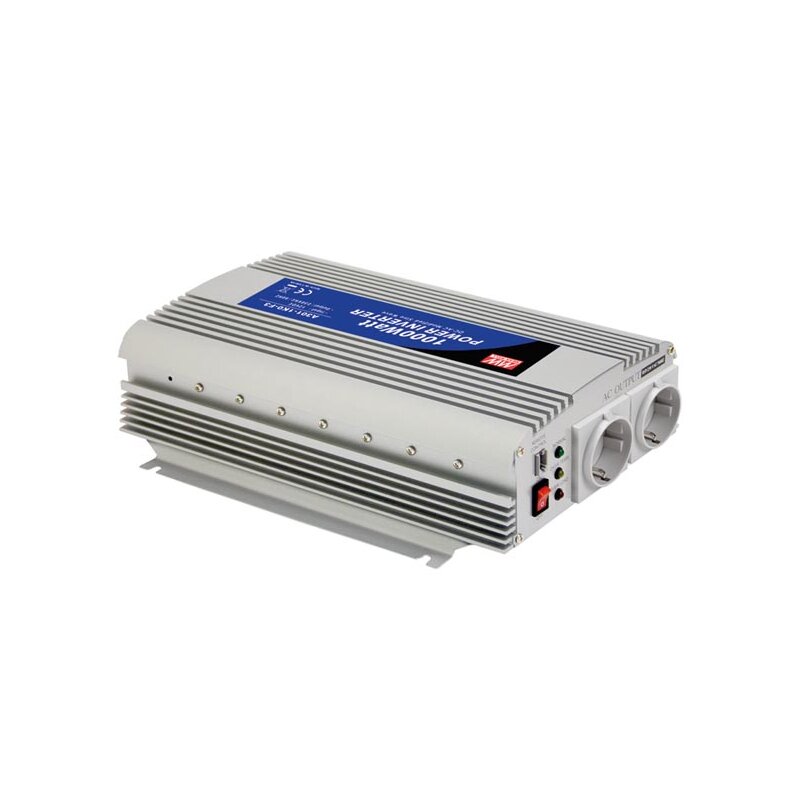 Mean Well - A301-1K0-F3 - DC-AC-Wechselrichter - Modifizierte Sinuswelle - 12 V - 1000 W - Schutzkontakt-Steckdose (Stecker-Typ F) Mean Well - A301-1K0-F3 - DC-AC-Wechselrichter - Modifizierte Sinuswelle - 12 V - 1000 W - Schutzkontakt-Steckdose (Stecker-Typ F)