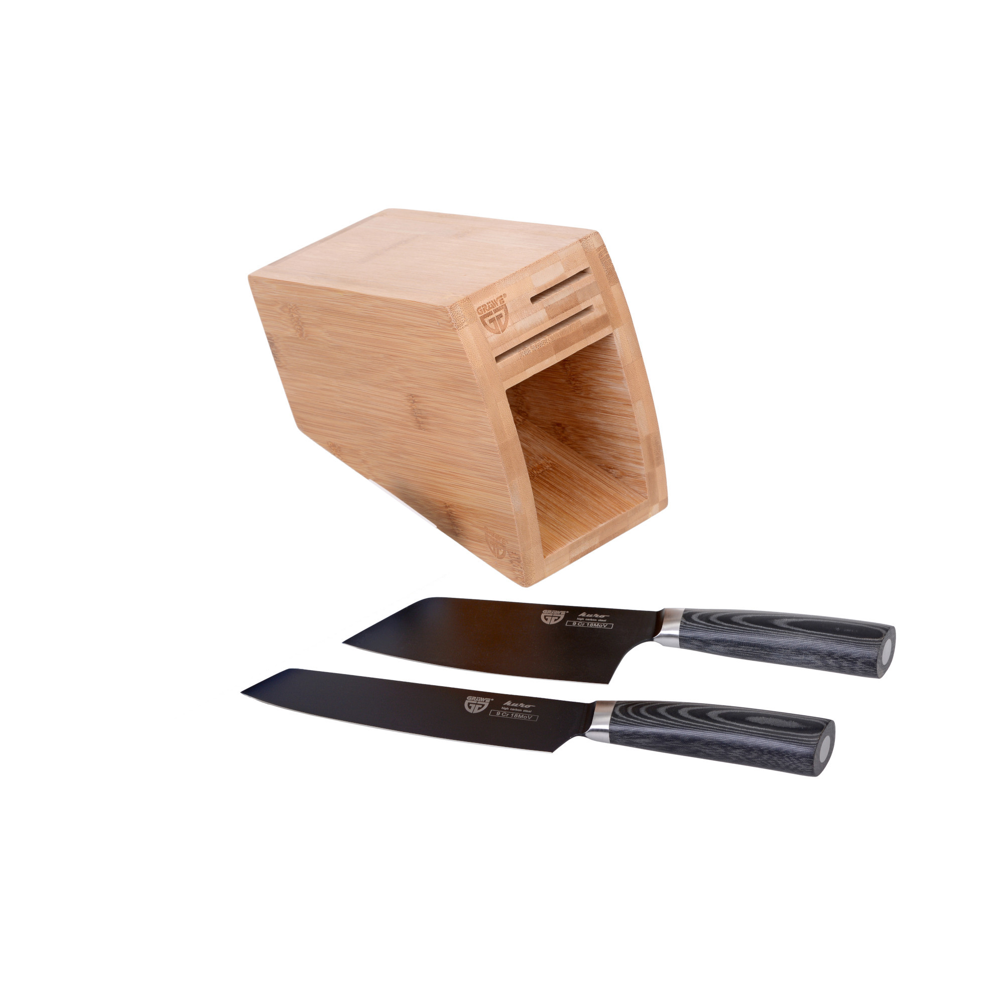Messerblock Kuro, Bamubs, 3-teilg, asiatisches Kochmesserset, Schwarz Messerblock Kuro, Bamubs, 3-teilg, asiatisches Kochmesserset, Schwarz