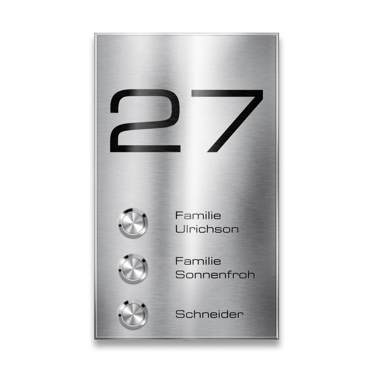 Metzler Funkklingel Mehrfamilienhaus | 3 Klingeltaster | personalisiert mit Gravur | Edelstahl gebürtstet | Alan M3 Metzler Funkklingel Mehrfamilienhaus | 3 Klingeltaster | personalisiert mit Gravur | Edelstahl gebürtstet | Alan M3