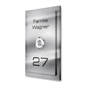 Metzler Klingelschild Edelstahl Gravur + LED-Taster | Decker XL