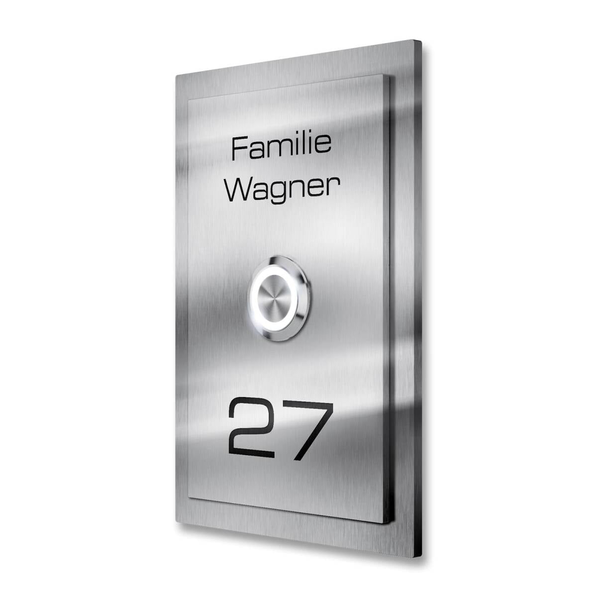 Metzler Klingelschild Edelstahl Gravur + LED-Taster | Decker XL