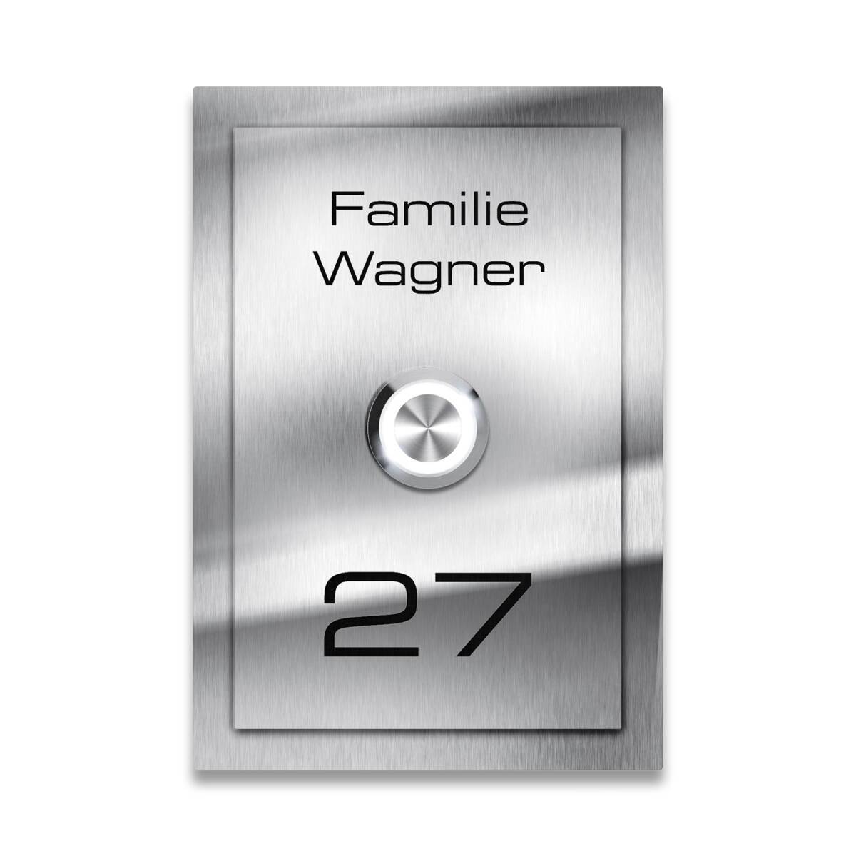 Metzler Klingelschild Edelstahl Gravur + LED-Taster | Decker XL