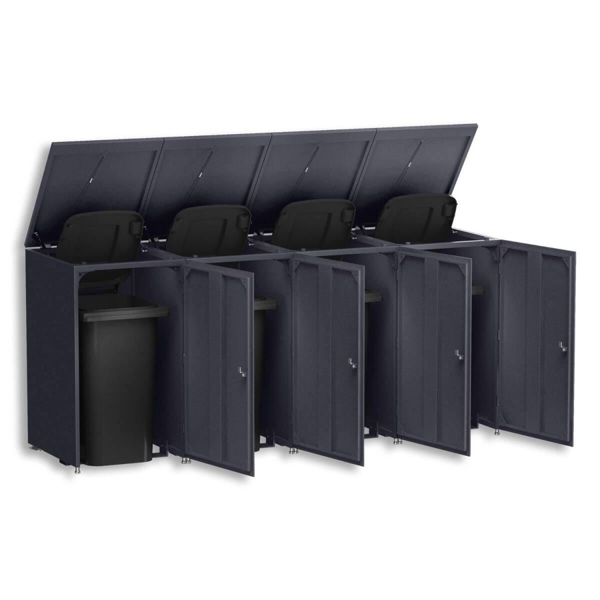 Metzler Mülltonnenbox | 4er | 240l | aus Aluminium | rostfrei & massiv | Eisenglimmer