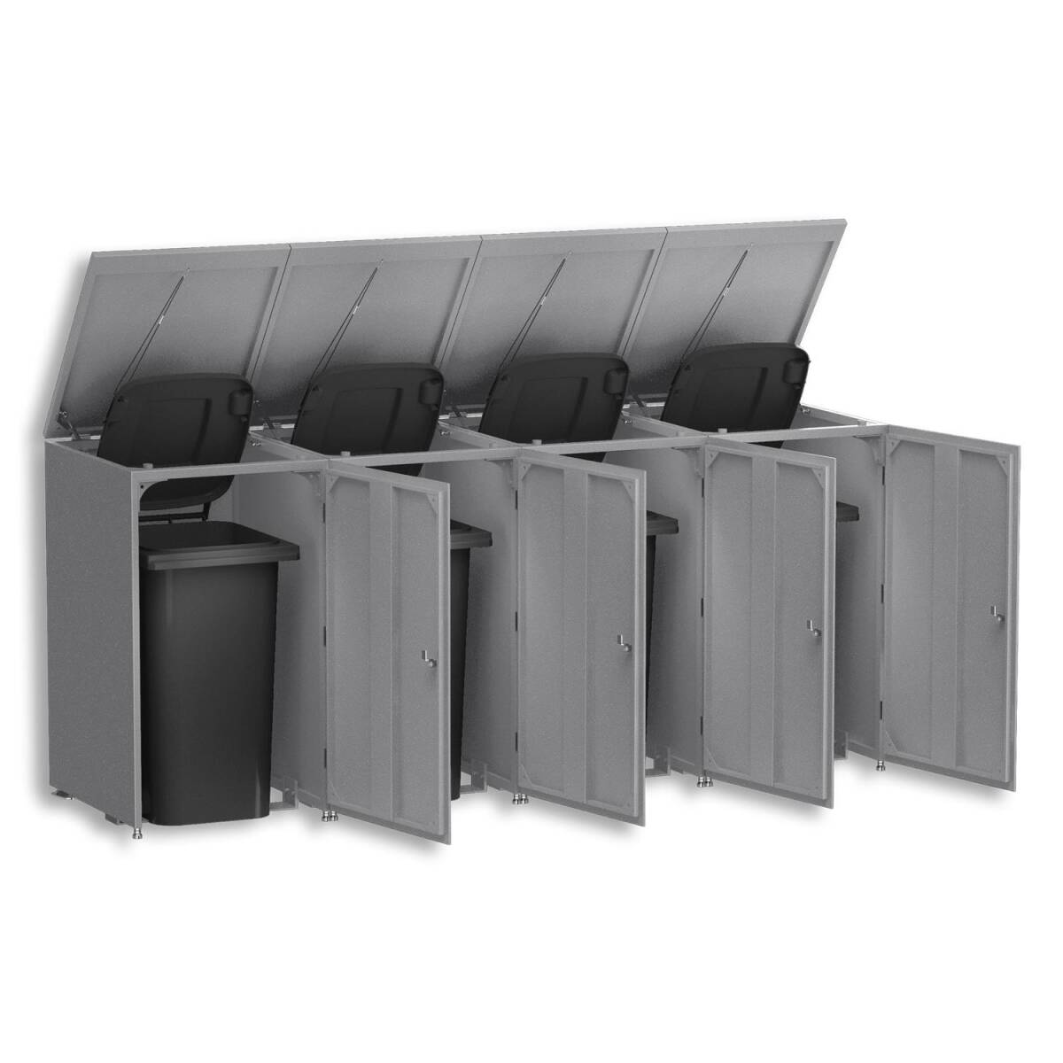 Metzler Mülltonnenbox | 4er | 240l | aus Aluminium | rostfrei & massiv | Grau
