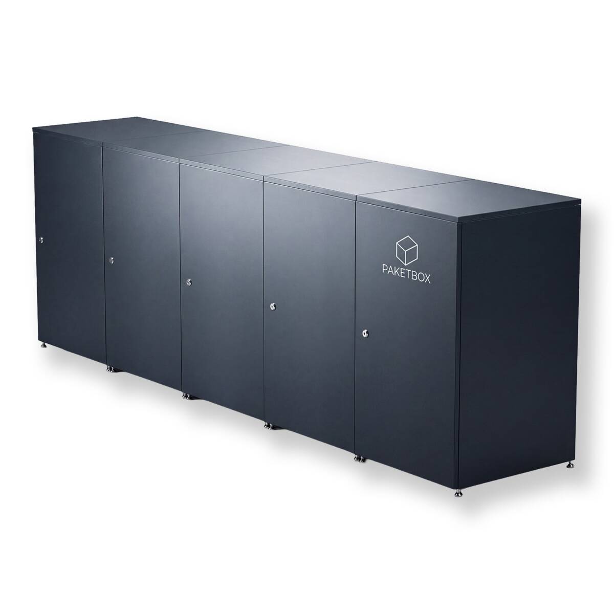 Metzler Mülltonnenbox | 4er mit Paketbox | Extra großes Volumen | Aus Aluminium | Höhenverstellbare Füße | Anthrazit