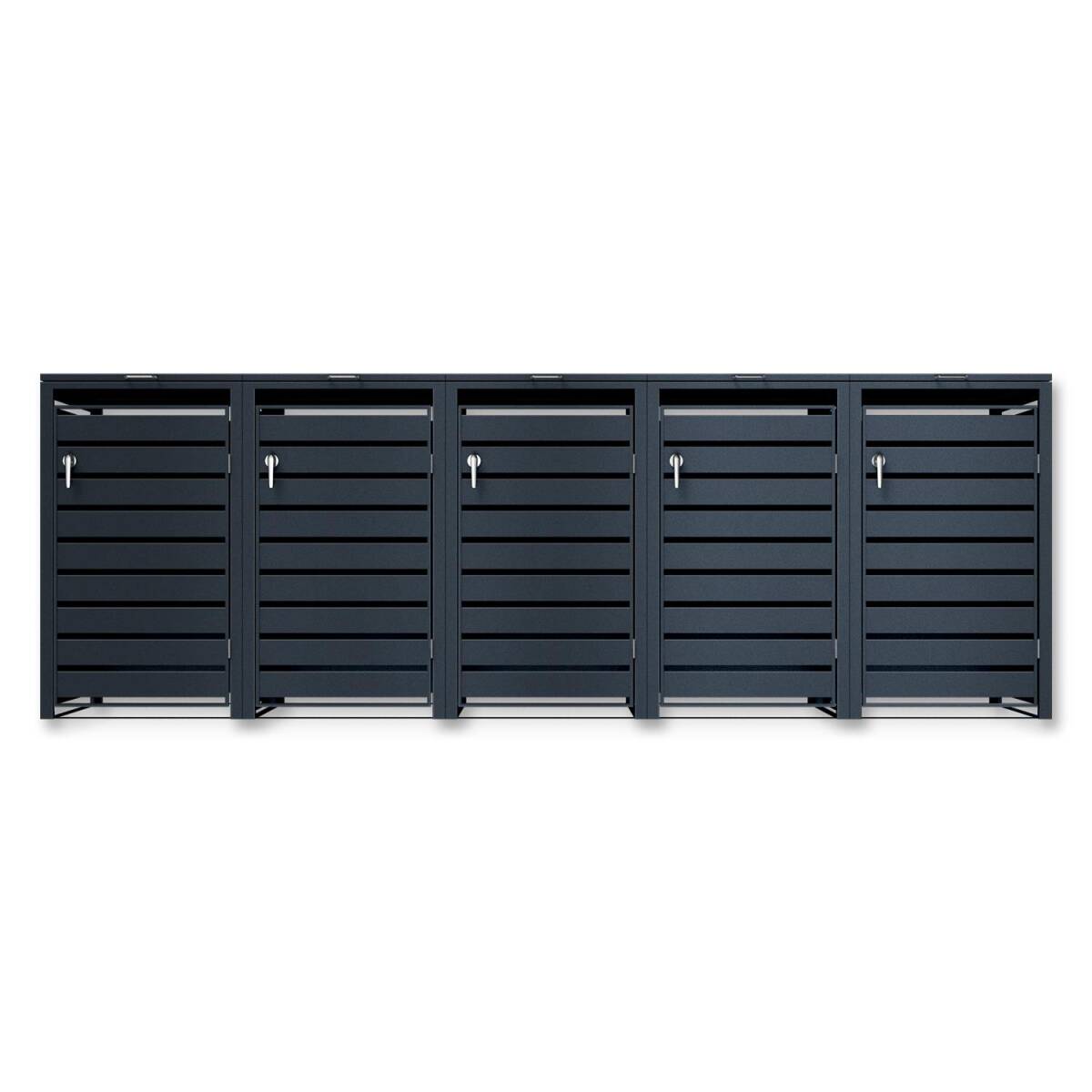 Metzler Mülltonnenbox | 5er | 240l | Anthrazit RAL 7016 | aus Stahl | mit Sichtstreifen | rostfrei & massiv | Türgriff mit Schloss - Gallery 3 Metzler Mülltonnenbox | 5er | 240l | Anthrazit RAL 7016 | aus Stahl | mit Sichtstreifen | rostfrei & massiv | Türgriff mit Schloss
