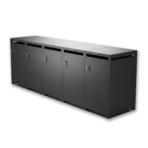 Metzler Mülltonnenbox | 5er | 240l | Eisenglimmer | aus Stahl | rostfrei & massiv | Türgriff mit Schloss