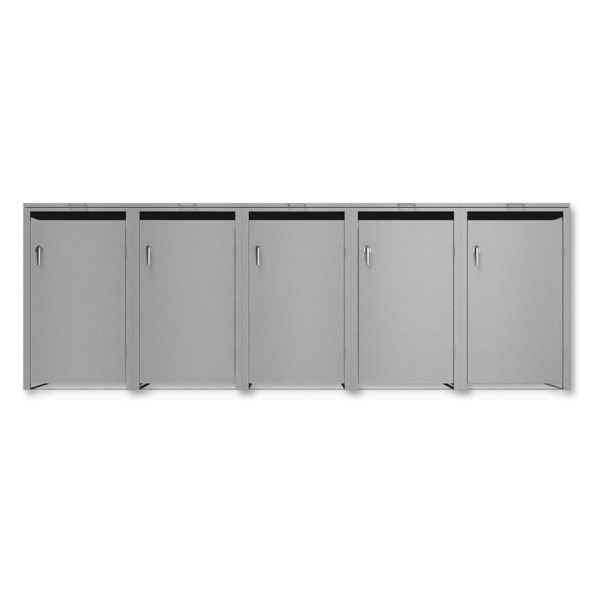 Metzler Mülltonnenbox | 5er | 240l | Grau | aus Stahl | rostfrei & massiv | Türgriff mit Schloss