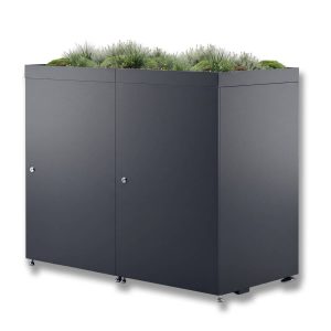 Metzler Mülltonnenbox mit Pflanzdach | 2er | 240l | aus Aluminium | rostfrei & massiv | Anthrazit RAL 7016