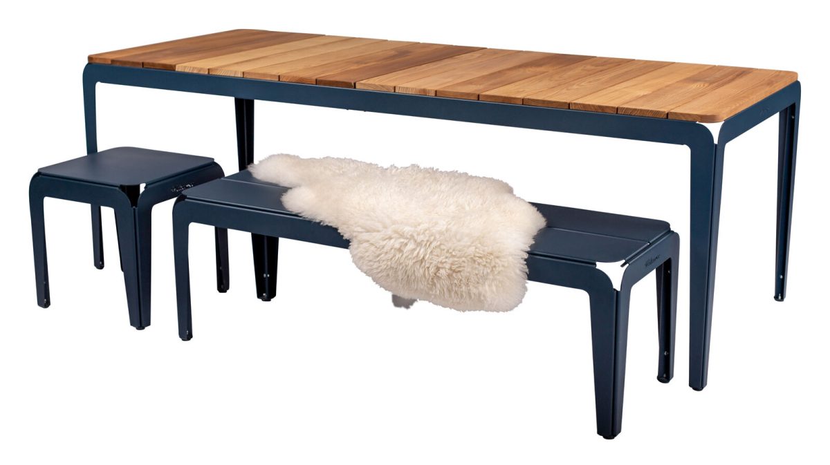 Bended Table Wood 220cm Grau-Blau