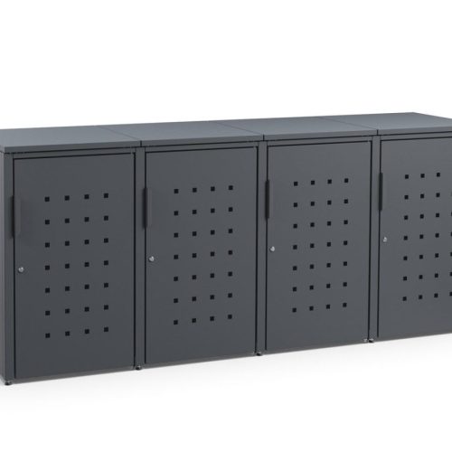 Mülltonnenbox 4er Anthrazit aus Metall mit Schloss 120 Liter MEISTERBOX