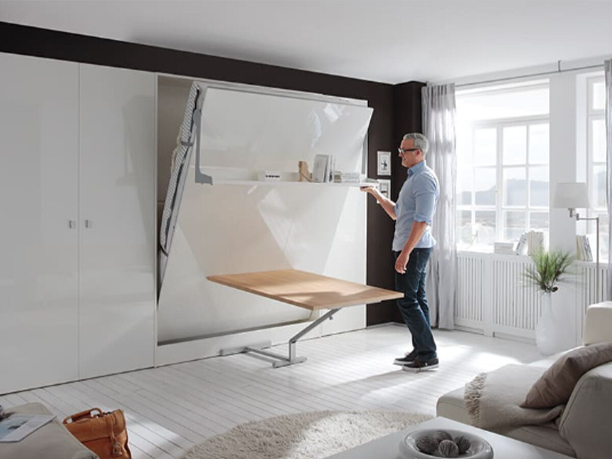 Nehl Schrank-Längsbett mit Tisch 2455 2-Raum-Wunder