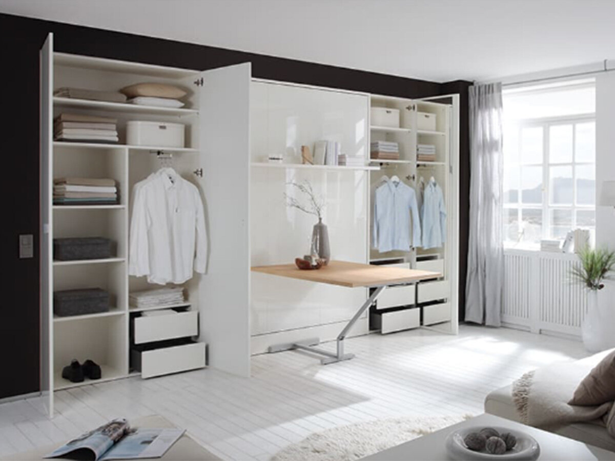Nehl Schrank-Längsbett mit Tisch 2455 2-Raum-Wunder