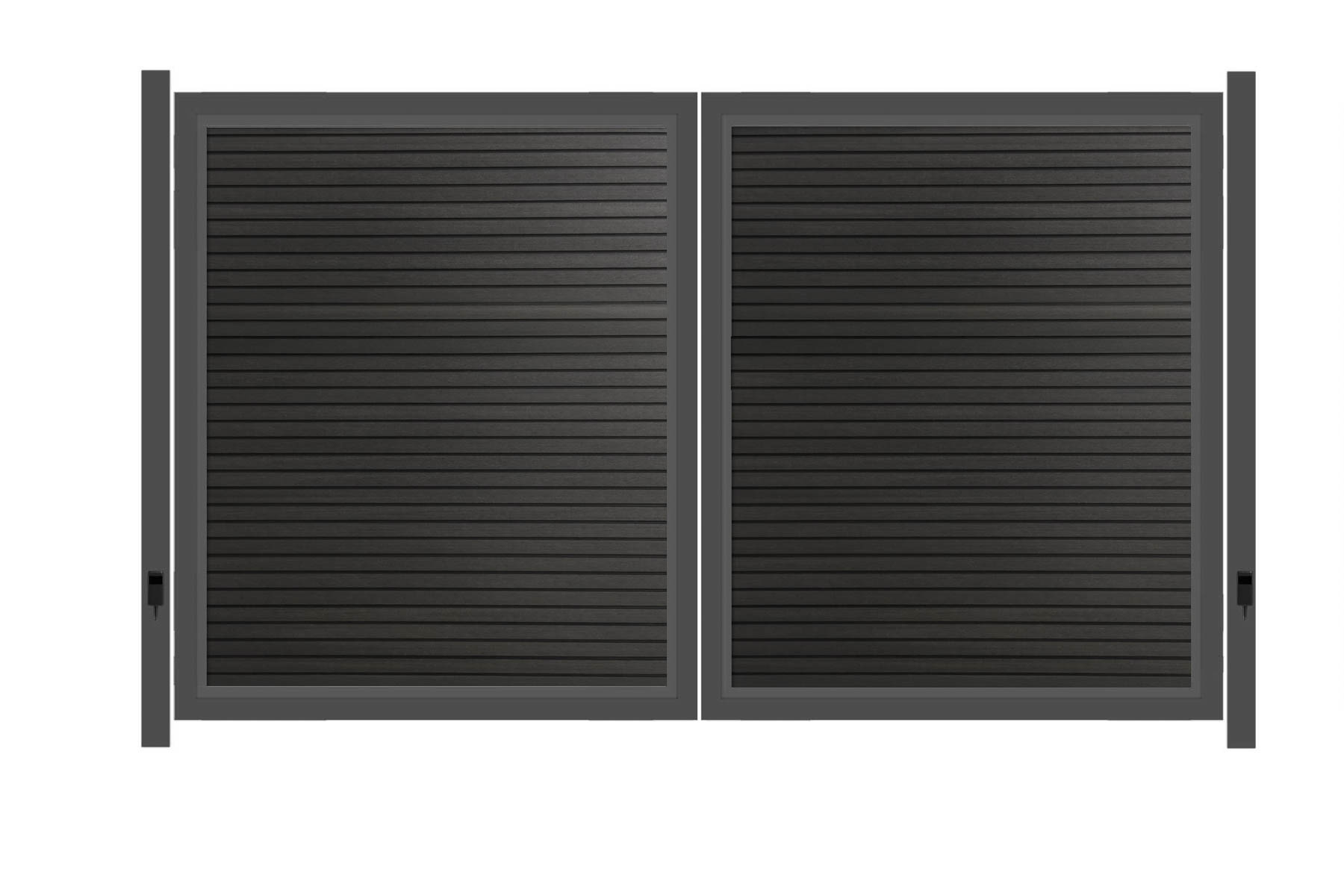 SYSTEM NEO PLATINUM Doppeltor-Set in Anthrazit Breite 3000mm Höhe 1800mm Links Klinke Montageprofil zum Einbetonieren Silber Manuell betrieben SYSTEM NEO PLATINUM Doppeltor-Set in Anthrazit Breite 3000mm Höhe 1800mm Links Klinke Montageprofil zum Einbetonieren Silber Manuell betrieben