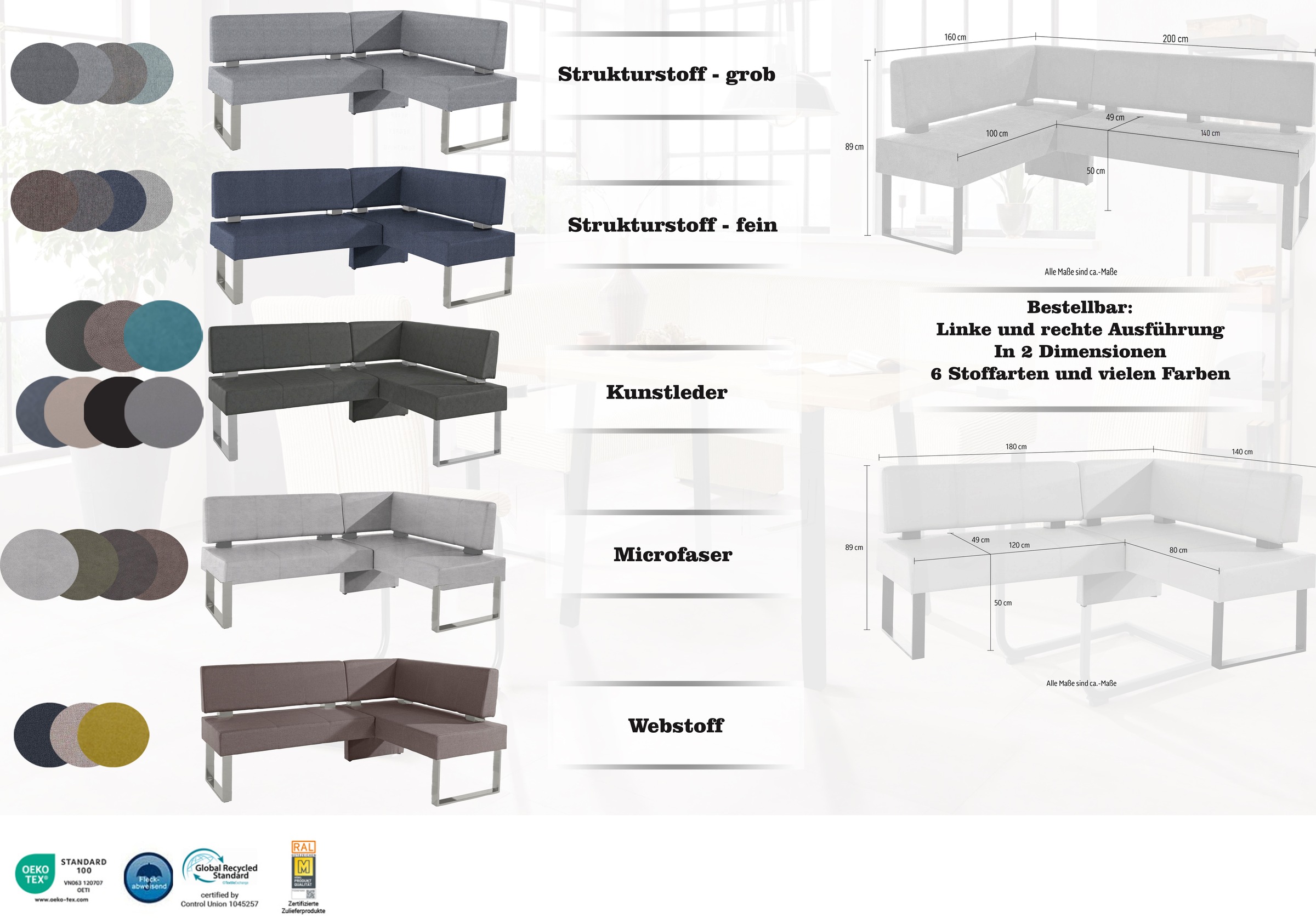 OTTO home Eckbank "Rab" in 2 Breiten (180 oder 200 cm), Bezug in verschiedenen Qualitäten - Gallery 3 OTTO home Eckbank "Rab" in 2 Breiten (180 oder 200 cm), Bezug in verschiedenen Qualitäten