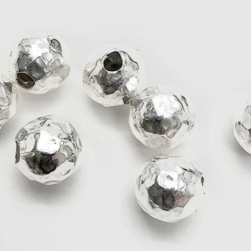 Perlen aus 925 Silber, Ø 6 mm, gehämmert