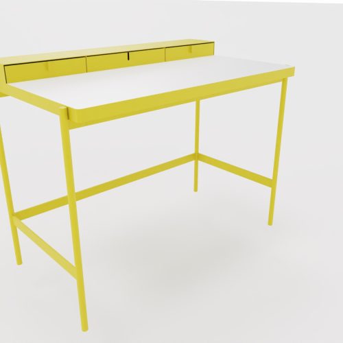 PS 20 Sekretär/Schminktisch Zitronengelb (RAL 1012) Laminat Weiß
