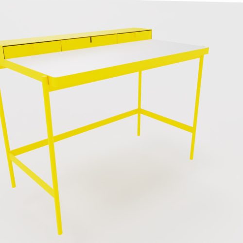 PS 20 Sekretär/Schminktisch Verkehrsgelb (RAL 1023) Laminat Weiß