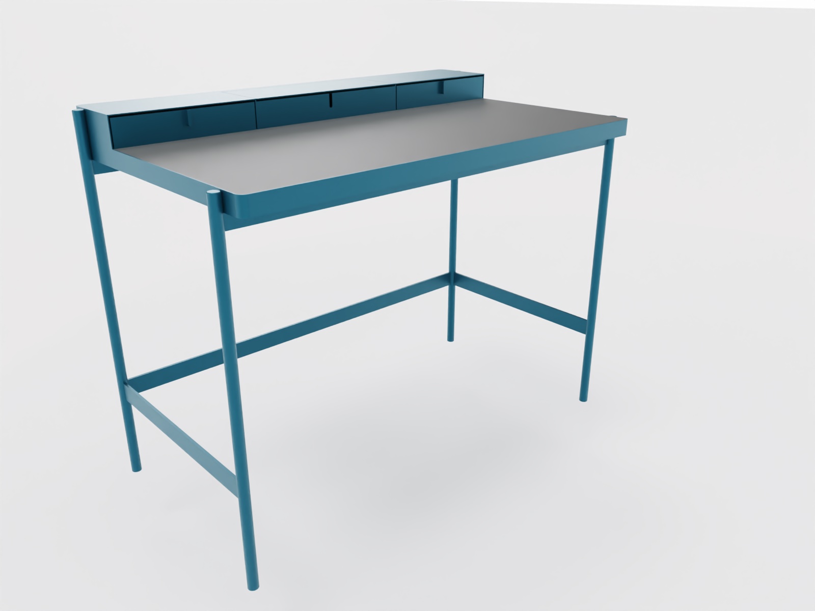 PS 20 Sekretär/Schminktisch Azurblau (RAL 5009) Linoleum Grau