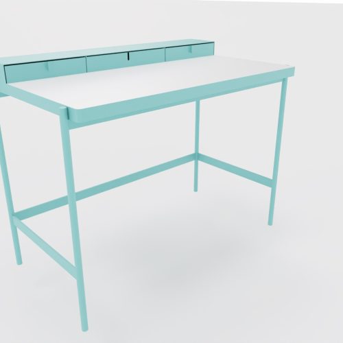 PS 20 Sekretär/Schminktisch Pastelltürkis (RAL 6034) Laminat Weiß