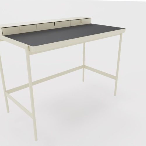 PS 20 Sekretär/Schminktisch Seidengrau (RAL 7044) Linoleum Schwarz