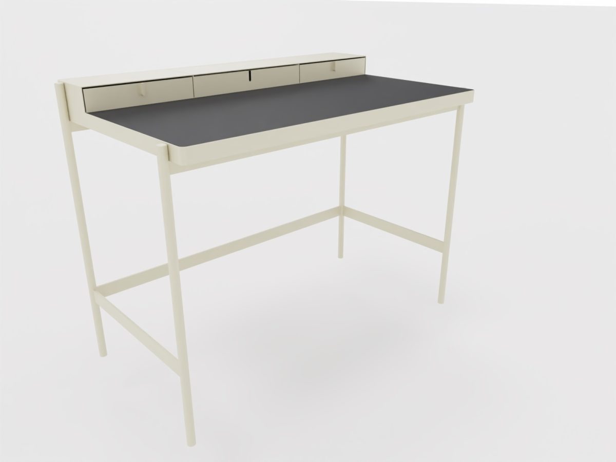 PS 20 Sekretär/Schminktisch Seidengrau (RAL 7044) Linoleum Schwarz PS 20 Sekretär/Schminktisch Seidengrau (RAL 7044) Linoleum Schwarz