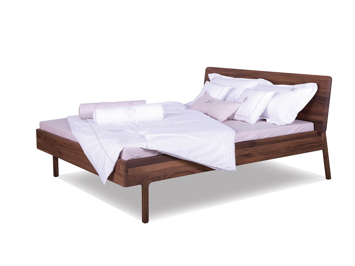 rast Massivholzbett Luka 90 x 190 cm Schwarz-gebeizte Buche