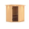 Karibu Sauna Taurin mit Eckeinstieg 68 mm-Ohne Ofen-Inkl. Dachkranz-Ganzglastür in Graphit-Optik - Gallery 1 Karibu Sauna Taurin mit Eckeinstieg 68 mm-Ohne Ofen-Inkl. Dachkranz-Ganzglastür in Graphit-Optik