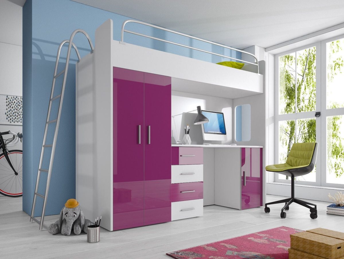 VIOLETT DOPPELSTOCKBETT STOCKBETT BETT KINDERZIMMER ETAGENBETT MIT SCHREIBTISCH VIOLETT DOPPELSTOCKBETT STOCKBETT BETT KINDERZIMMER ETAGENBETT MIT SCHREIBTISCH