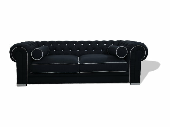 Chesterfield 3 SITZER Polster Velvet Designer Couchen Sofas Garnitur Schwarz Chesterfield 3 SITZER Polster Velvet Designer Couchen Sofas Garnitur Schwarz
