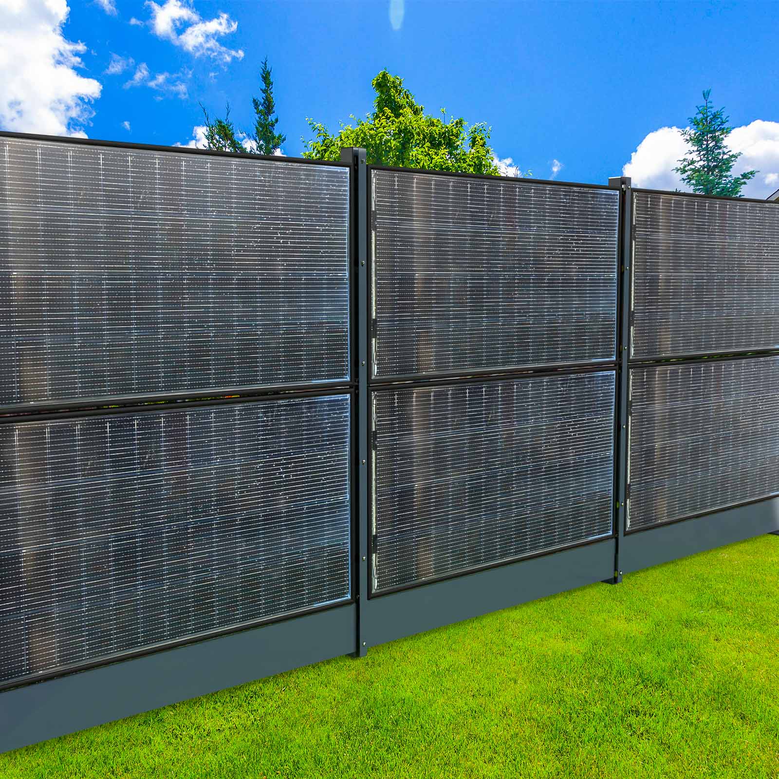 Solarzaun Set Zum Aufdübeln 5,25 m mit Abdeckblech RAL 7016 Anthrazitgrau