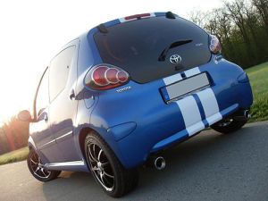 FOX Sportauspuff passend für CitroenC1/ Peugeot 107/ Toyota Aygo Endschalldämpfer Ausgang rechts/links – 1×90 Typ 13 rechts/links