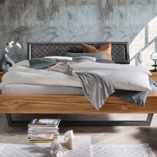 TPT Balkenbett 820 VII Wildeiche 140 x 200 cm Anthrazit, gesteppt ohne TPT Balkenbett 820 VII Wildeiche 140 x 200 cm Anthrazit, gesteppt ohne