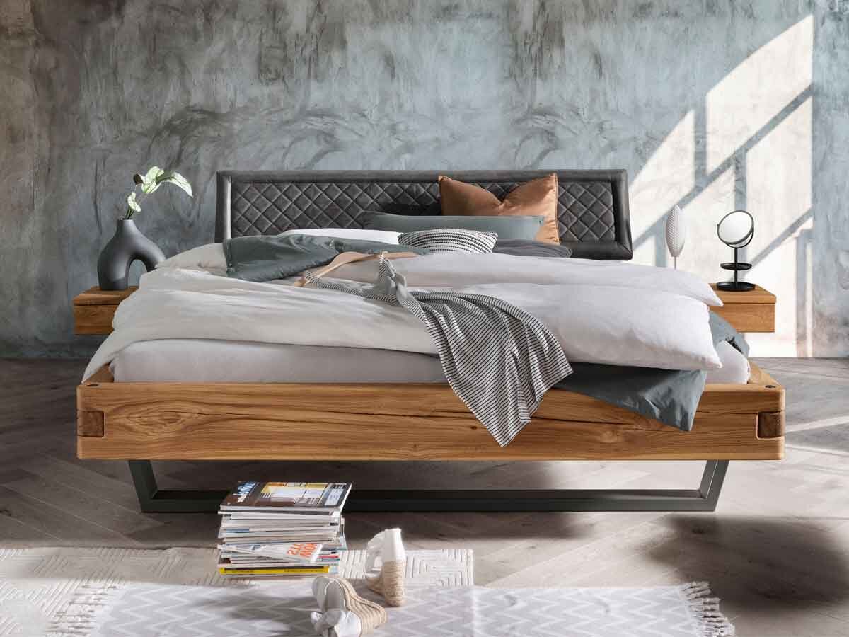 TPT Balkenbett 820 VII Wildeiche 140 x 200 cm Anthrazit, gesteppt ohne