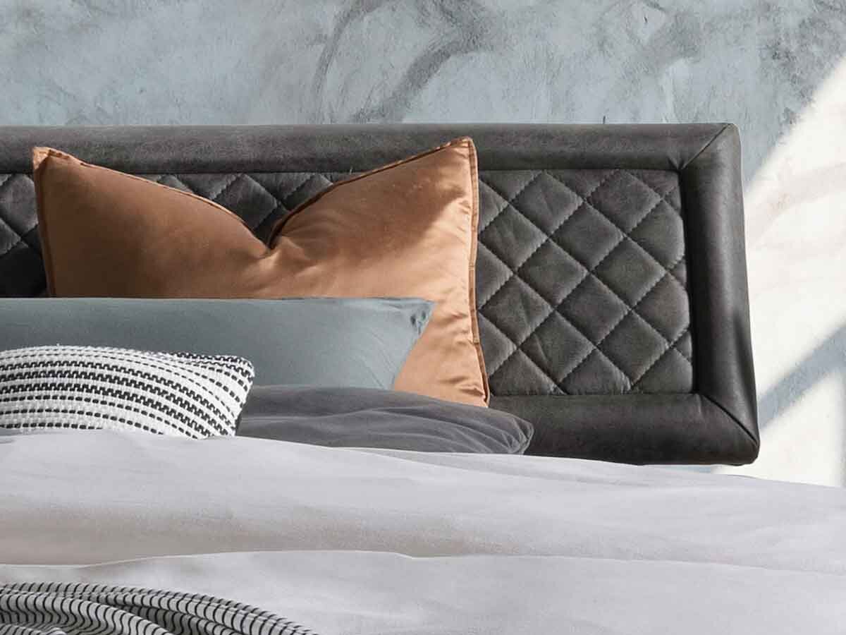 TPT Balkenbett 820 VII Wildeiche 140 x 200 cm Anthrazit, gesteppt ohne