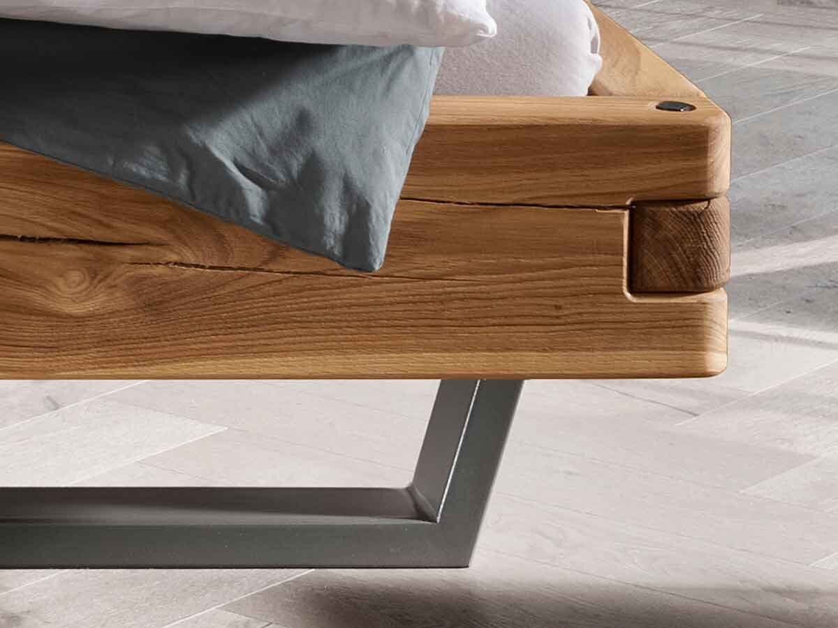 TPT Balkenbett 820 VII Wildeiche 140 x 200 cm Anthrazit, gesteppt ohne