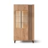 TPT Doppelvitrine 1 Ascona Wildeiche Holzfüsse schwarz Standard ohne