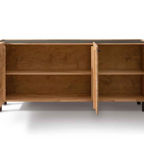 TPT Sideboard 3 Ascona Wildeiche Holzfüsse schwarz mit Inlay