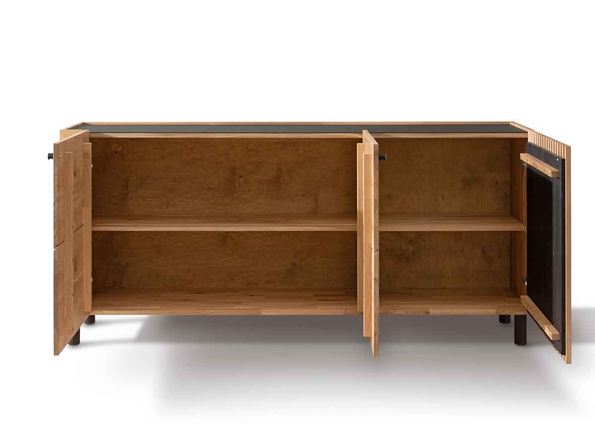 TPT Sideboard 3 Ascona Wildeiche Holzfüsse schwarz mit Inlay