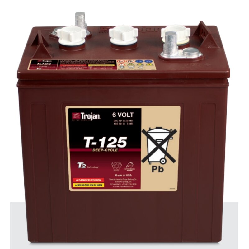 Trojan - T-125 - 6 Volt 195Ah / C5 - 240Ah / C20 Pb Trojan - T-125 - 6 Volt 195Ah / C5 - 240Ah / C20 Pb