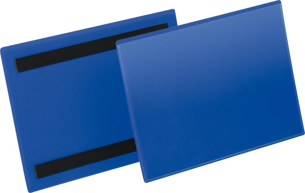 Etikettentasche B210xH148 mm A5 quer blau; magnetisch VE 50 Stück