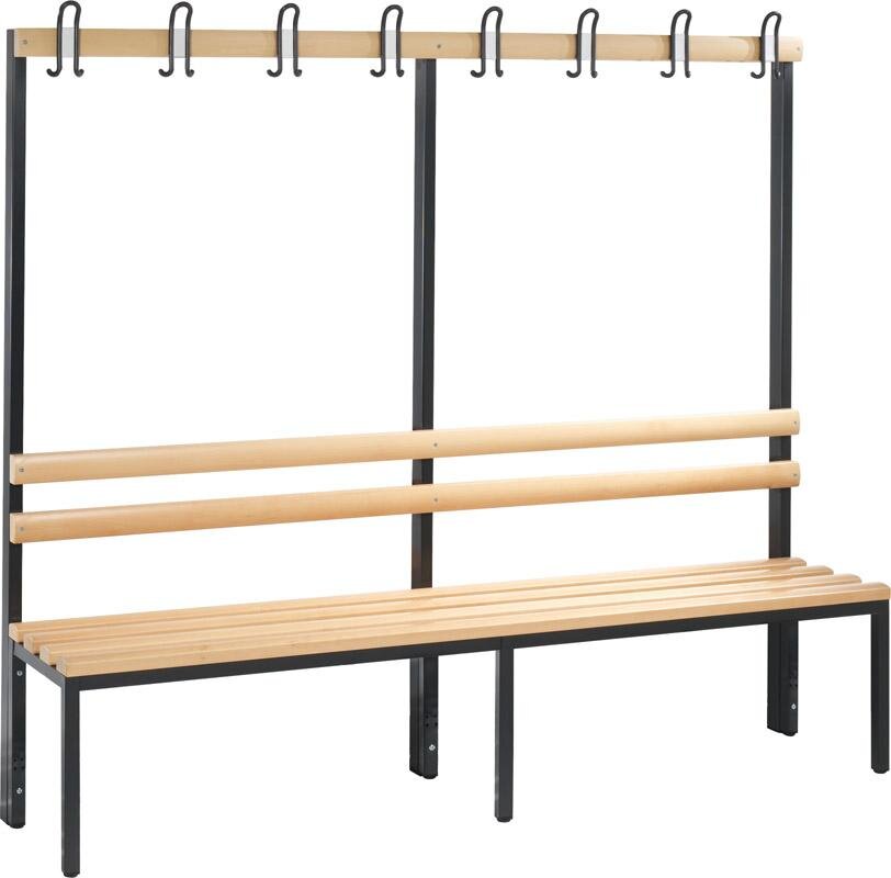 Sitzbank Holz RAL 7021 1650x2000x403mm 8 Haken - Gallery 1 Sitzbank Holz RAL 7021 1650x2000x403mm 8 Haken